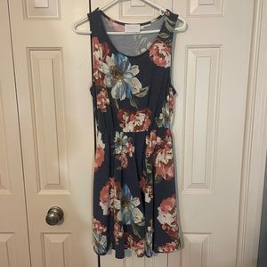 French Grey Floral Sundress. Size M
